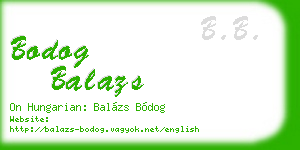 bodog balazs business card